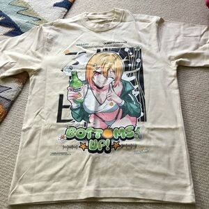 Mens bottoms up Chianti tee Cream Graphic Tee with Anime Print
